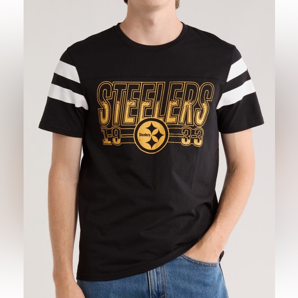 Junk Food NFL Pittsburgh Steelers Gridiron Black Halfback T-Shirt MN Med NWT